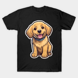 Cute Golden Retriever Cartoon Puppy Smiling T-Shirt